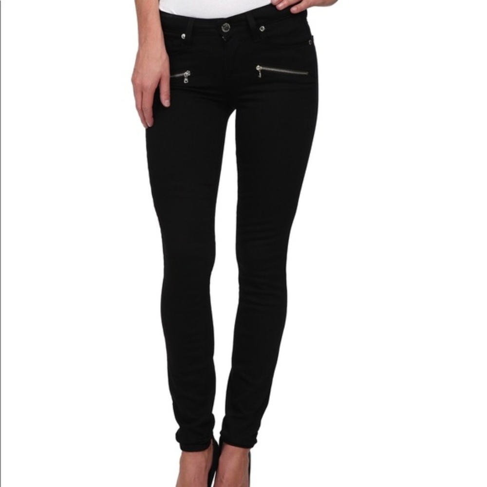 Paige Black Skinny Jeans with Zipper Detail
